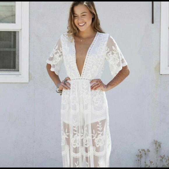 NEW White Crotchet Romper Maxi - Picture 4 of 4